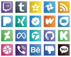 20 social media ikoner för din företag sådan som taggade. meta. pandora. deviantart och litteratur ikoner. anpassningsbar och unik vektor