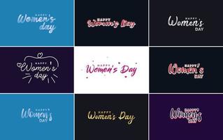 rosa glückliche typografische designelemente für den frauentag für grußkarten vektor