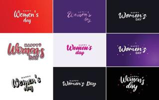 rosa glückliche typografische designelemente für den frauentag für grußkarten vektor