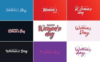 abstraktes Happy Women's Day Logo mit einem Liebesvektordesign in Pink. rot. und schwarze Farben vektor