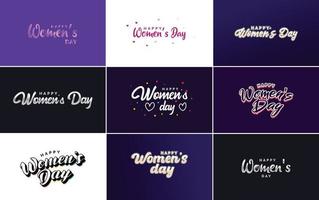 uppsättning av internationell kvinnors dag kort med en logotyp vektor