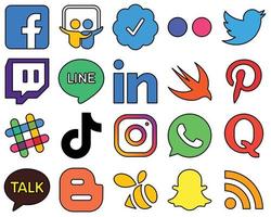 20 Social-Media-Ikonen mit klaren Linien wie Douyin. spotify. twittern. pinterest und professionell hochauflösend und stylisch vektor