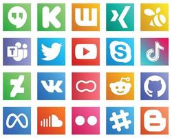 20 social media ikoner för din mönster sådan som Kina. douyin. Twitter. Tick tack och skype ikoner. modern och minimalistisk vektor