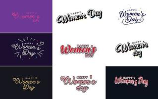 abstraktes Happy Women's Day Logo mit einem Liebesvektordesign in Pink. rot. und schwarze Farben vektor