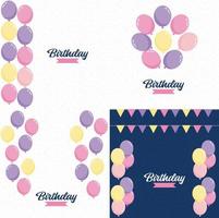 färgrik glänsande glad födelsedag ballonger baner bakgrund vektor illustration i eps10 formatera