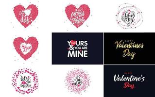 Happy Valentine's Day Grußkartenvorlage mit einem floralen Thema und einem roten und rosa Farbschema vektor