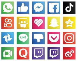 20 Social-Media-Icons für alle Ihre Bedürfnisse wie Snapchat. Slideshare. Kuaishou- und China-Symbole. elegant und einzigartig vektor