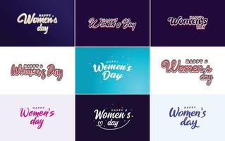 Happy Women's Day Design mit einer realistischen Illustration eines Blumenstraußes und einem Banner mit der Aufschrift 8. März. mit Farbverlauf vektor