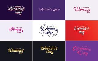 uppsättning av internationell kvinnors dag kort med en logotyp vektor