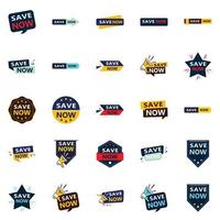 25 mångsidig typografisk banderoller för främja besparingar i annorlunda kontexter vektor