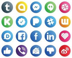 20 social media ikoner för Allt din behov sådan som linkedin. fb. finansiering. Facebook och wattpad ikoner. elegant och unik vektor