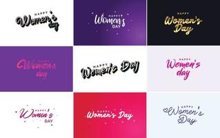 abstraktes Happy Women's Day Logo mit einem Liebesvektordesign in Pink. rot. und schwarze Farben vektor