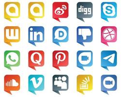 20 unik chatt bubbla stil social media ikoner sådan som fråga. whatsapp. wattpad. dribbble och motvilja ikoner. hög definition och professionell vektor