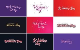 Happy Women's Day Design mit einer realistischen Illustration eines Blumenstraußes und einem Banner mit der Aufschrift 8. März. mit Farbverlauf vektor