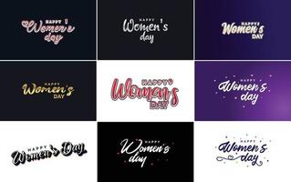 Happy Women's Day Design mit einer realistischen Illustration eines Blumenstraußes und einem Banner mit der Aufschrift 8. März. mit Farbverlauf vektor