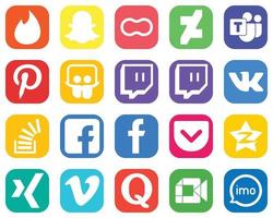 20 Social-Media-Icons für Ihr Unternehmen wie fb. Überlauf. Pinterest. Stock- und Stockoverflow-Symbole. Farbverlauf-Icon-Set mit hoher Auflösung vektor