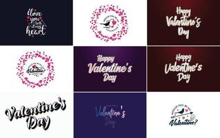 handgezeichnete beschriftung und kalligrafie des liebeswortes mit niedlichem herz auf rot. Weiß. und rosafarbener Hintergrund Valentinstag Vorlage oder Hintergrund geeignet für die Verwendung im Liebes- und Valentinstagkonzept vektor