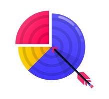 design för att uppnå mål, affärsmål, pilar och dart, affärsmotivation, cirkeldiagram. kan också användas för affärer, ikondesign och grafiska element vektor