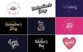 Happy Valentine's Day Grußkartenvorlage mit einem romantischen Thema und einem roten Farbschema vektor