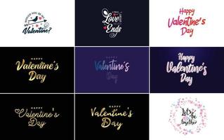 Happy Valentinstag Hand Schriftzug Kalligraphie Text und Herz. isoliert auf weißem Hintergrund Vektor-Illustration vektor