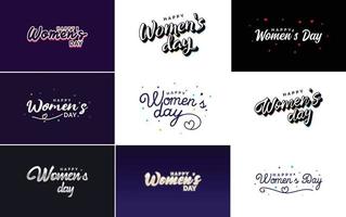 rosa glückliche typografische designelemente für den frauentag für grußkarten vektor