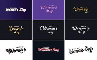 abstraktes Happy Women's Day Logo mit Liebesvektor-Logo-Design in Blau- und Grüntönen vektor