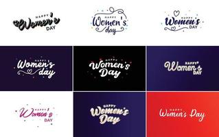 abstrakt Lycklig kvinnors dag logotyp med en kvinnors ansikte och kärlek vektor logotyp design i rosa och svart färger