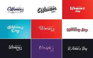 abstraktes Happy Women's Day Logo mit Frauengesicht und Liebesvektor-Logo-Design in rosa und schwarzen Farben vektor