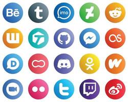 20 stylische Social-Media-Ikonen wie Mütter. disqus. Wattpad. Lastfm- und Facebook-Symbole. vielseitig und professionell vektor
