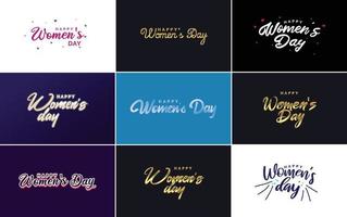 Lycklig kvinnors dag typografi design med en pastell Färg schema och en geometrisk form vektor illustration