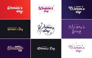 abstraktes Happy Women's Day Logo mit einem Liebesvektordesign in Pink. rot. und schwarze Farben vektor