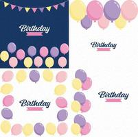 Lycklig födelsedag i en lekfull. ritad för hand font med en bakgrund av ballonger och konfetti. vektor