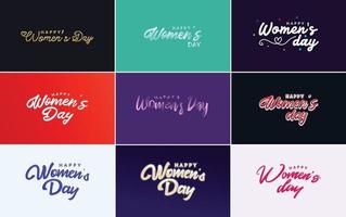 Happy Women's Day Design mit einer realistischen Illustration eines Blumenstraußes und einem Banner mit der Aufschrift 8. März. mit Farbverlauf vektor