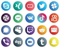 20 eleganta social media ikoner sådan som kuaishou. Kina. Spotify. video och Tick tack ikoner. mångsidig och professionell vektor