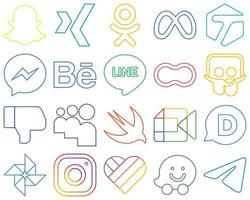20 elegante, farbenfrohe Social-Media-Icons wie myspace. nicht gefallen. fb. Slideshare und Mütter sauber und professionell vektor