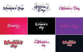 abstrakt Lycklig kvinnors dag logotyp med en kärlek vektor design i rosa. röd. och svart färger