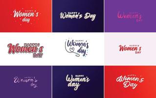 abstraktes Happy Women's Day Logo mit einem Liebesvektordesign in Pink. rot. und schwarze Farben vektor