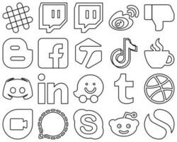 20 innovative und einzigartige schwarze Social-Media-Ikonen wie China. douyin. blogger- und tiktok-symbole. Hochauflösend und einzigartig vektor