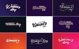 Happy Women's Day Design mit einer realistischen Illustration eines Blumenstraußes und einem Banner mit der Aufschrift 8. März. mit Farbverlauf vektor