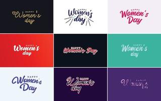 Happy Women's Day Typografie-Design mit einem Pastellfarbschema und einer geometrischen Formvektorillustration vektor