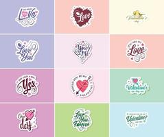 Valentinstag-Grafikaufkleber, um Ihre Liebe und Fürsorge zu zeigen vektor