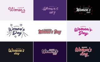 Happy Women's Day Design mit einer realistischen Illustration eines Blumenstraußes und einem Banner mit der Aufschrift 8. März. mit Farbverlauf vektor