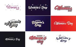 abstraktes Happy Women's Day Logo mit einem Liebesvektordesign in Pink. rot. und schwarze Farben vektor