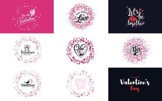 Lycklig hjärtans dag hälsning kort mall med en romantisk tema och en röd och rosa Färg schema vektor