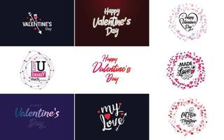 fröhliches typografieplakat zum valentinstag mit handgeschriebenem kalligrafietext. isoliert auf weißem Hintergrund Vektor-Illustration vektor