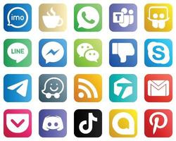 20 vielseitige Social-Media-Symbole wie Dislike. wechat. Microsoft-Team. fb- und Messenger-Symbole. vollständig editierbar und vielseitig vektor