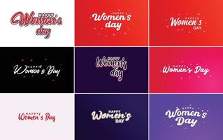 abstraktes Happy Women's Day Logo mit einem Liebesvektordesign in Pink. rot. und schwarze Farben vektor