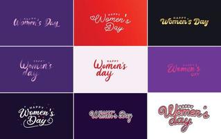 abstrakt Lycklig kvinnors dag logotyp med en kärlek vektor design i rosa. röd. och svart färger