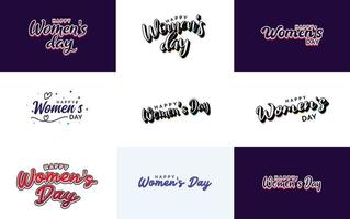 rosa glückliche typografische designelemente für den frauentag für grußkarten vektor