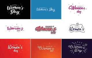 uppsättning av kort med internationell kvinnors dag logotyp vektor